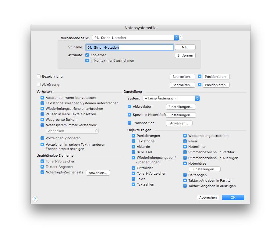 Dialogbox Notensystemstile